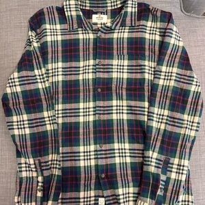 Marine Layer Green and Blue Plaid Casual Button Down Shirt